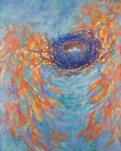 abstract nest painting by Laura McRae-Hitchcock