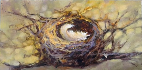 abstract nest painting by Laura McRae-Hitchcock