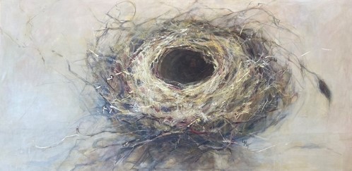 abstract nest painting by Laura McRae-Hitchcock