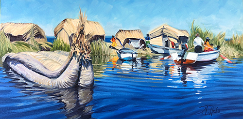 landscape painting of Lake Titikaka by Ilse Taylor Hable