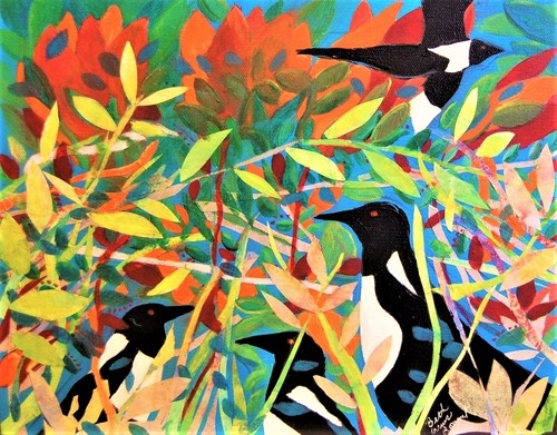 collage with magpies by Beth Rommel