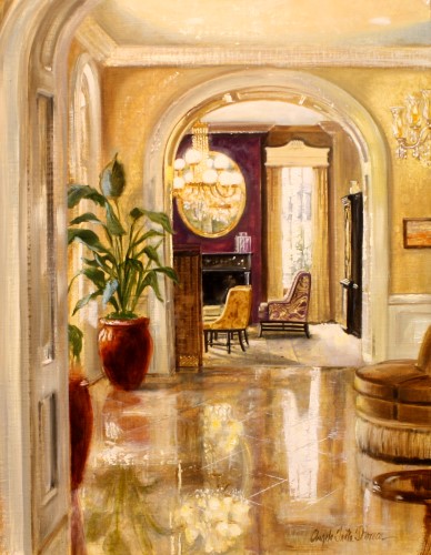 painting of the Mills House interior in Charleston by Angela Trotta Thomas