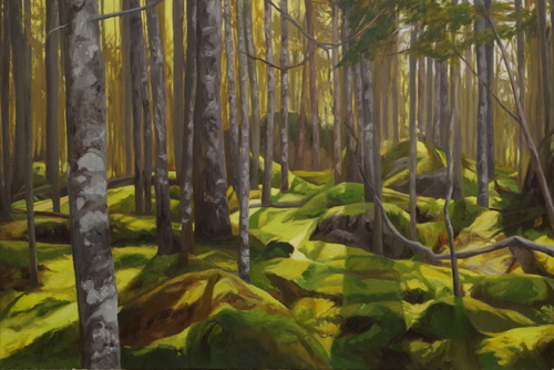 landscape painting of a Maine woods by Helen Vaughn