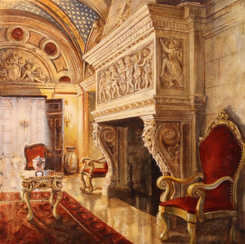painting of a Charleston interior by Angela Trotta Thomas