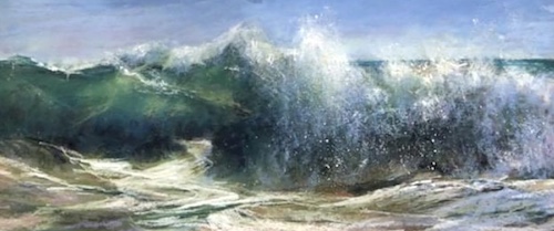 pastel painting of a wave by Lisa Regopoulos