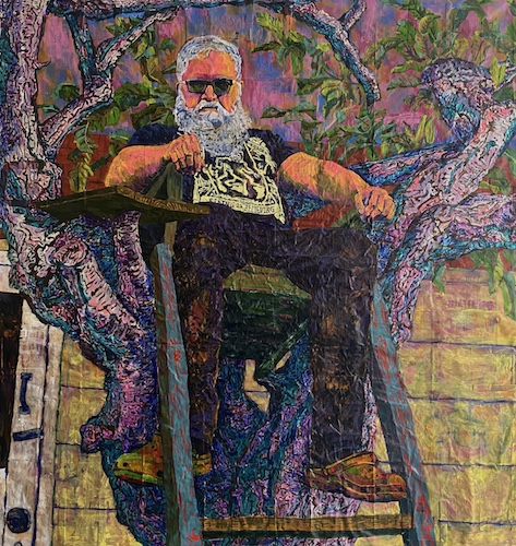 portrait of an old man in a chair by Heidi Brueckner