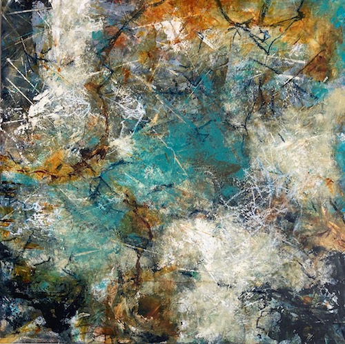 abstract oil and cold wax painting by Doris Vasek