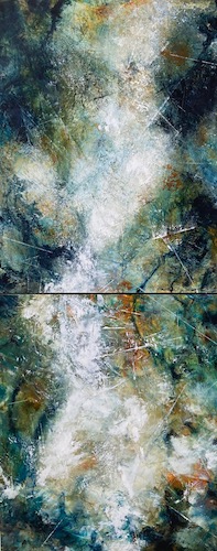 abstract oil and cold wax painting by Doris Vasek