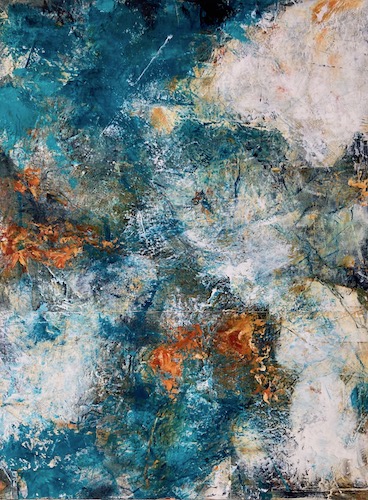 abstract oil and cold wax painting by Doris Vasek