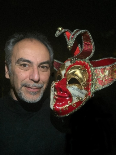 Artist Temel Nal with a Carneval Mask