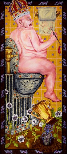 portrait of a man on a toilet by Heidi Brueckner