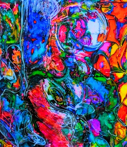 abstract mixed media painting on Plexiglas by Victoria Cameron Glass