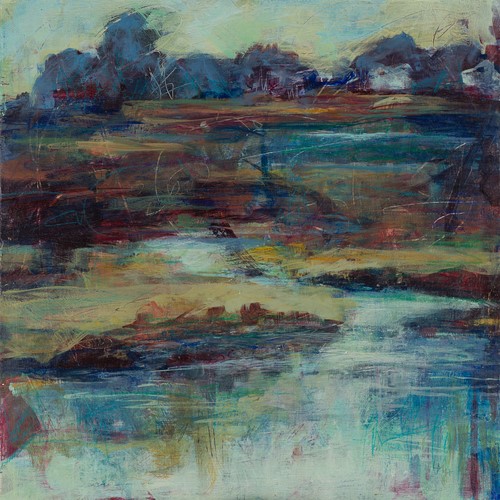 abstract landscape of a tidal creek by Laura McRae-Hitchcock