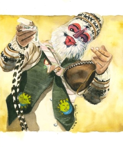 watercolor of a traditional Peruvian Character by Karlene Francois