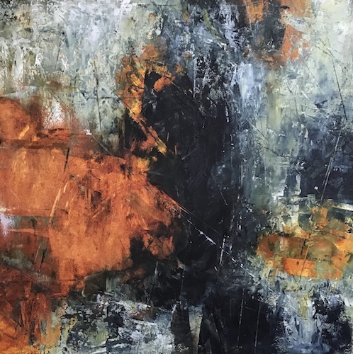 abstract oil and cold wax painting by Doris Vasek