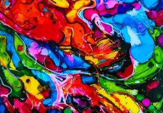 abstract mixed media painting on Plexiglas by Victoria Cameron Glass