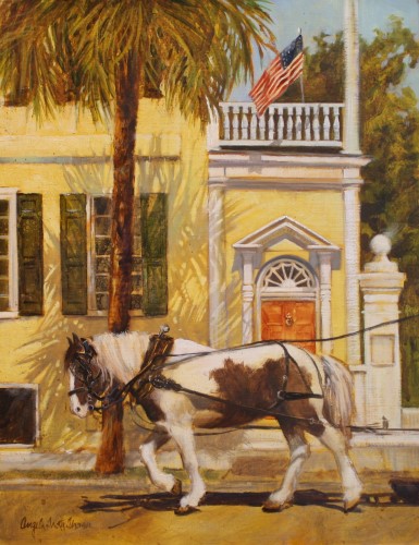 painting of a yellow house in Charleston, SC by Angela Trotta Thomas
