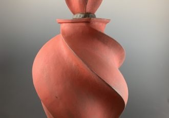 brown stoneware vessel by Peter Cunicelli