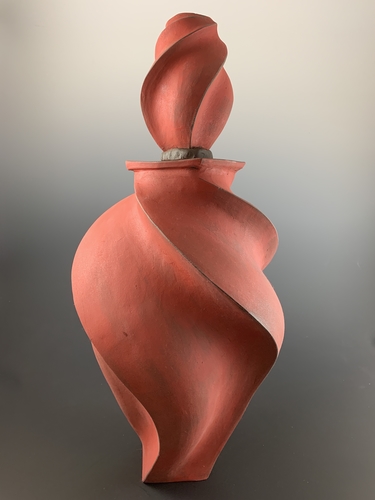 brown stoneware vessel by Peter Cunicelli