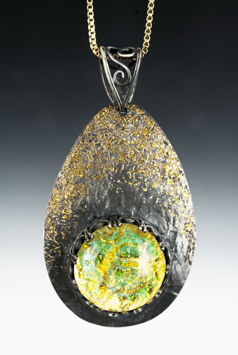 glass, silver and gold pendant by Merrilee Harrigan