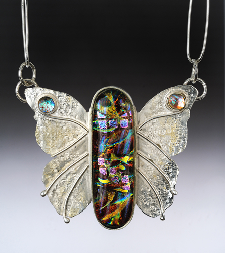 butterfly glass and silver pendant by Merrilee Harrigan