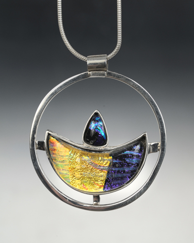 glass, silver and gold pendant by Merrilee Harrigan