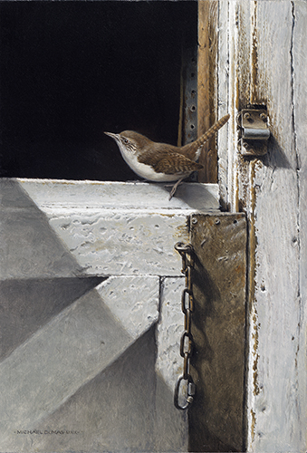 painting of a bird on a Dutch door by Michael Dumas
