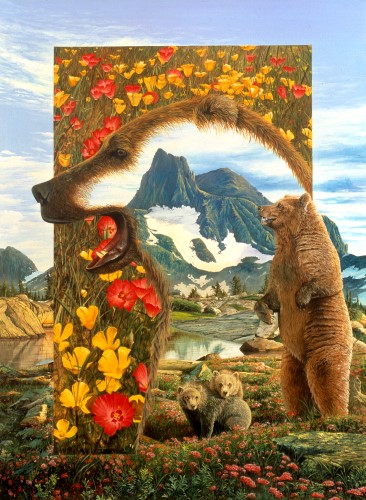 contemporary surrealism painting of a bear by Graeme Stevenson