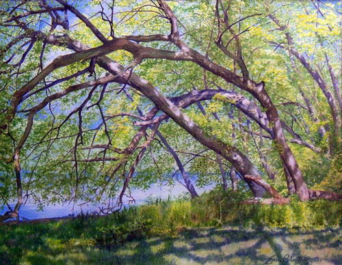 watercolor of trees on Granville Island by Erin Pyles Webb