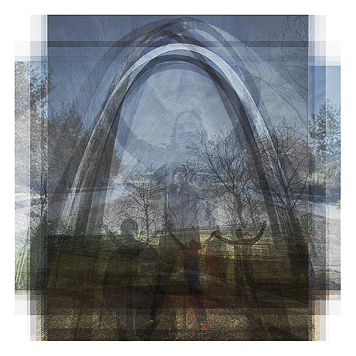 stacked photos of the Gateway Arch by Jason Horowitz