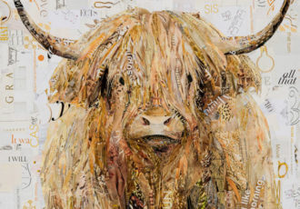 collage of a Highland Coo by Gina Torkos
