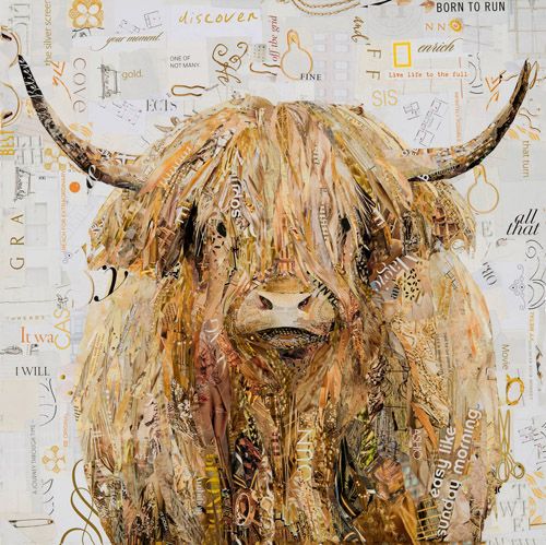 collage of a Highland Coo by Gina Torkos