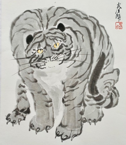Sumi-e painting of a tiger by Tsun Ming Chmielinski
