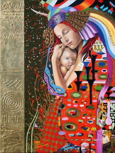 painting of a woman and baby by Graeme Stevenson