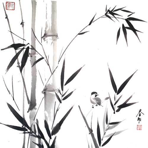 sumi-e painting of a bird by Tsun Ming Chmielinski