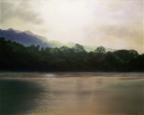 oil painting of the Monongahela River by Erin Pyles Webb