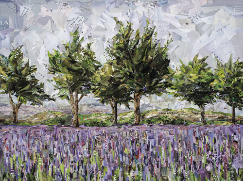 collage of lavender and olive trees by Gina Torkos