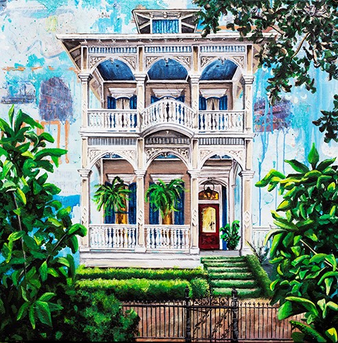 painting of a house on Robert Street in New Orleans by Crystal Obeidzinski
