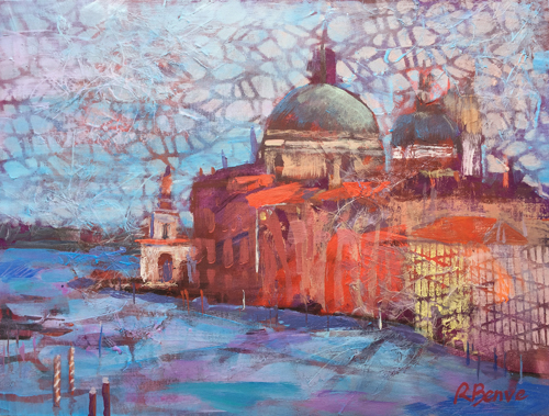 mixed media painting of Venice by Robie Benve