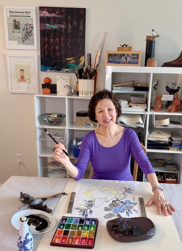 Artist Tsun Ming Chmielinski in her studio