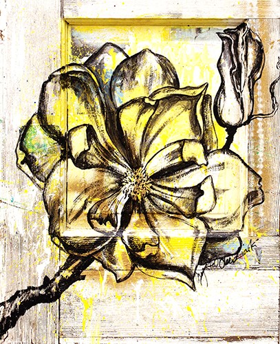 painting of a magnolia blossom by Crystal Obeidzinski