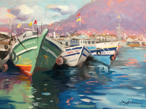 painting of boats by Jay Johnson