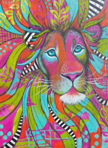 abstract painting of a lion by Kimberly McCormick