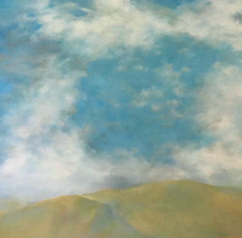 Painting of the sky and a summit by Nathalie Freniere