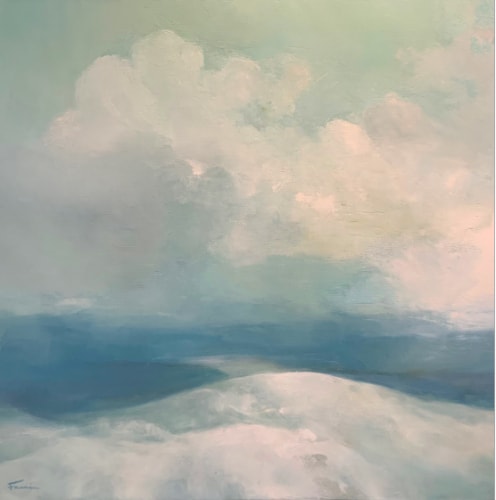 painting of a winter sky by Nathalie Freniere