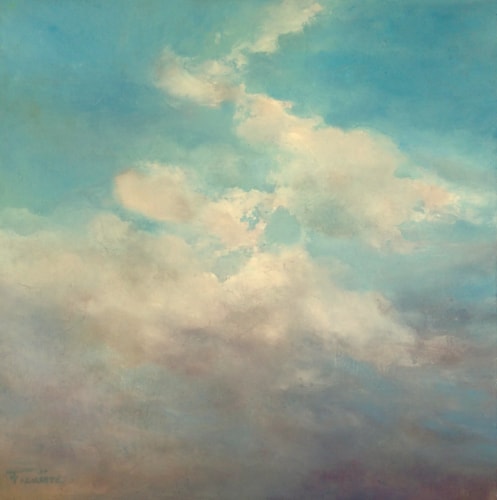 painting of a cloud filled sky by Nathalie Freniere