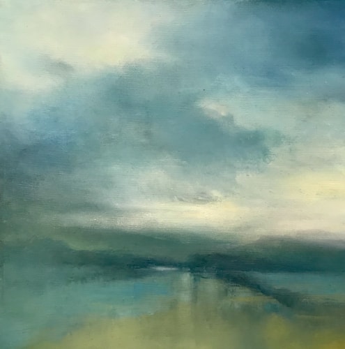 painting of a distant shore by Nathalie Freniere