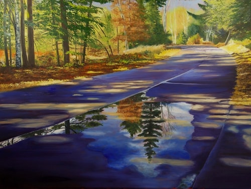 painting of a road after the rain by Sandra Cashman