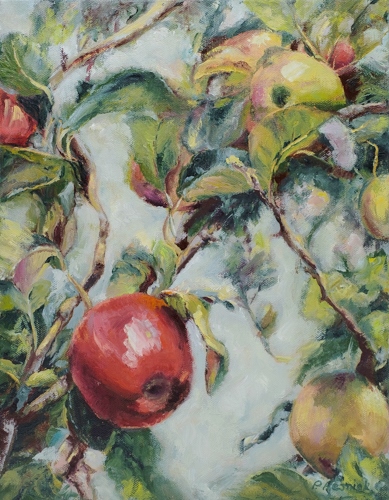 painting of an apple tree by Pamela Resnick