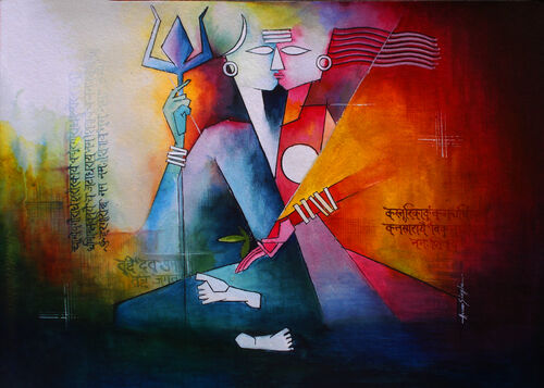 cubist abstract figurative painting by Amar Singha